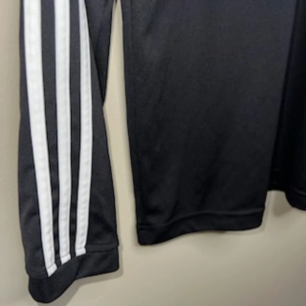 Adidas Three Stripe Black Pullover Quarter Zip Track Jacket Size Medium